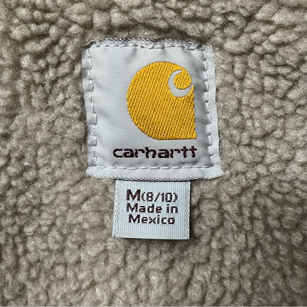 Carhartt Sherpa Lined Duck Canvas Mock Neck Vest Jacket Sz Med Crab Apple WV001 - Picture 7 of 12